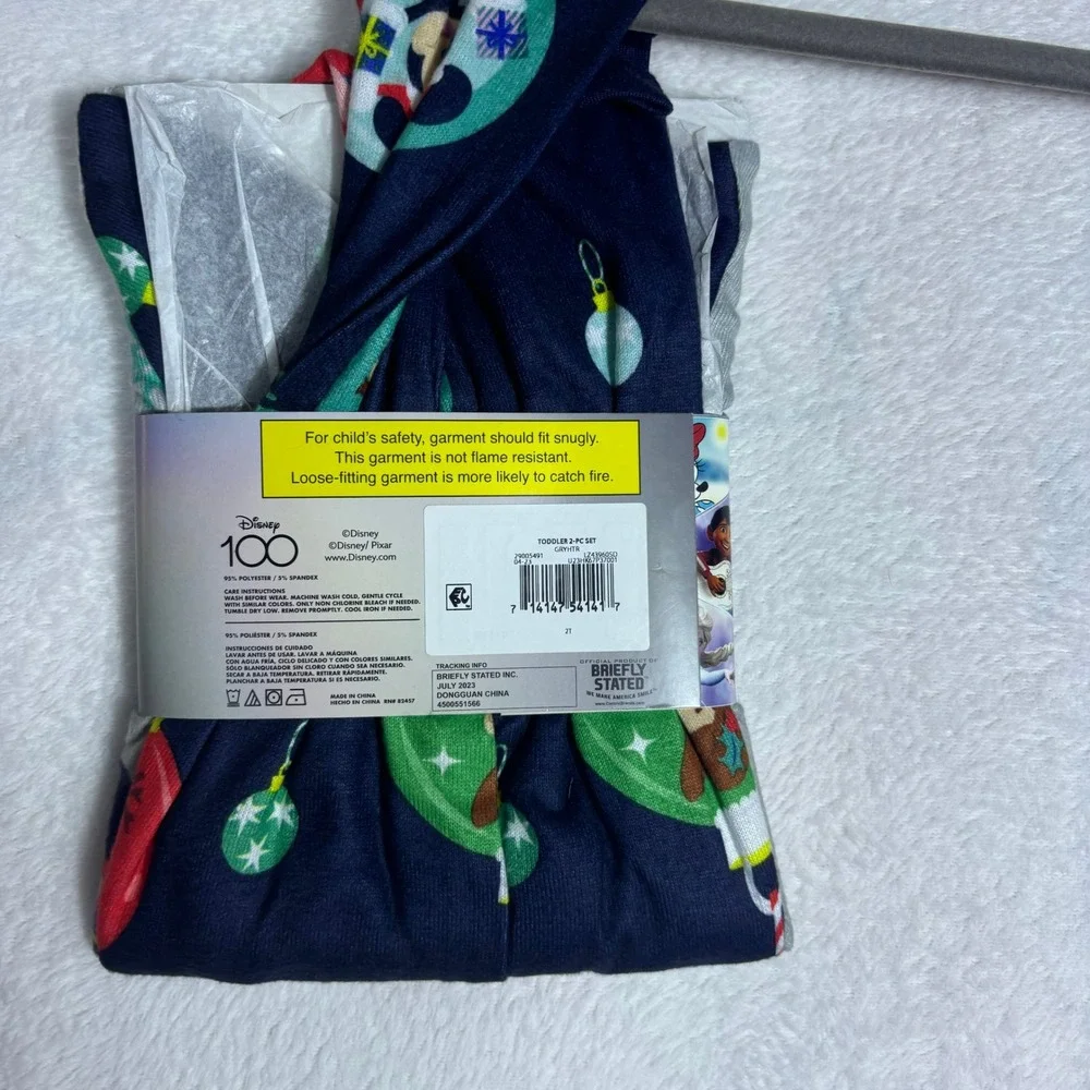 Disney Pajama Set Toddler 2T Gray New Holiday Mickey Mouse 100 Years 2-Piece Set